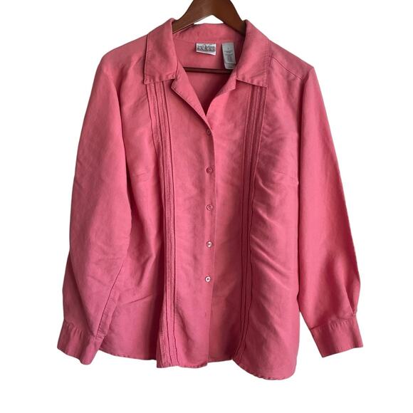 Villager Sport Women Tunic Top 2X Peach Button Up Classic Office Travel Relaxed‎ - Picture 1 of 10